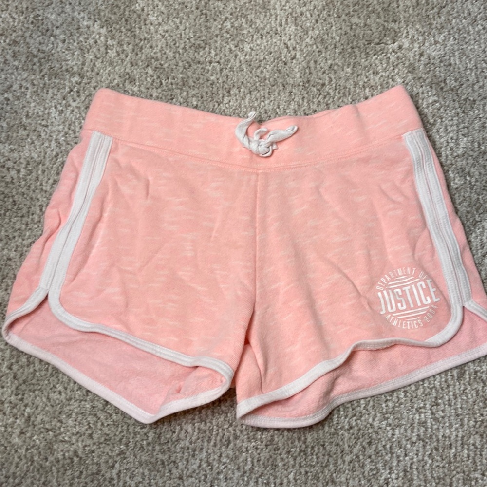 Girls pink Justice tie shorts